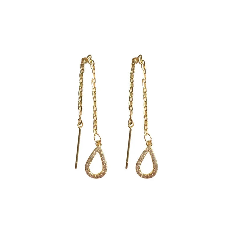 Rose Gold Drop Earrings with Zircon Crystals for Women - Smarsty