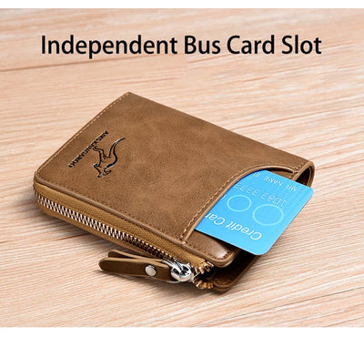 Mens Wallet Leather Business Card Holder Zipper Purse Luxury Wallets for Men RFID Protection Purses Carteira Masculina Luxury - Smarsty