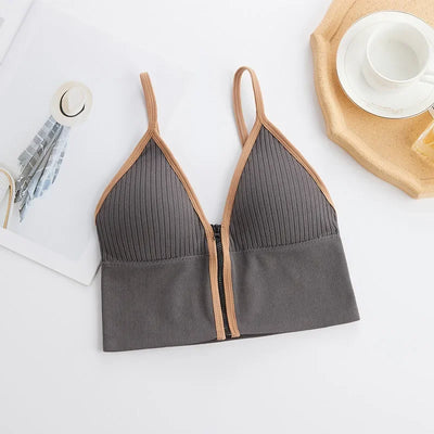 Women Crop Tops Sexy Solid Color Camisole Ice Silk Tube Top Seamless Sports Tank Top Wireless Underwear Padded Bra Bralette Vest - Smarsty