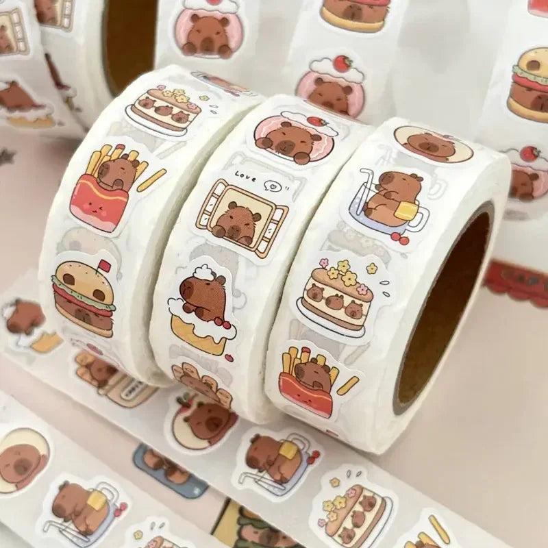500 stickers capybara roll stickers high value cute cartoon decorative stickers sealing stickers - Smarsty
