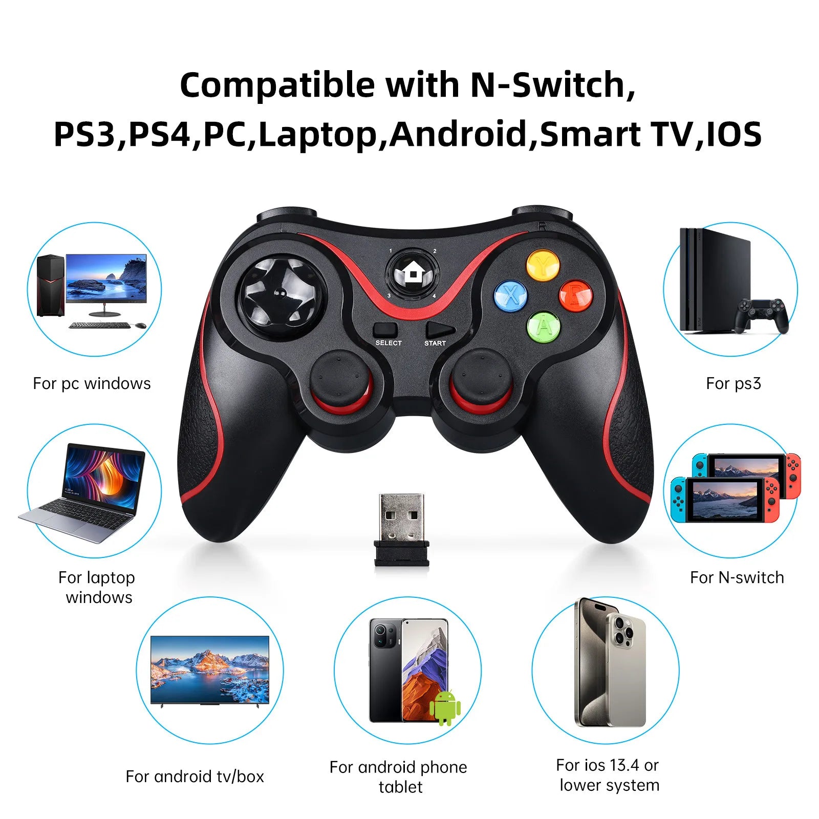 Wireless Bluetooth Game Controller for Android and PC - Smarsty