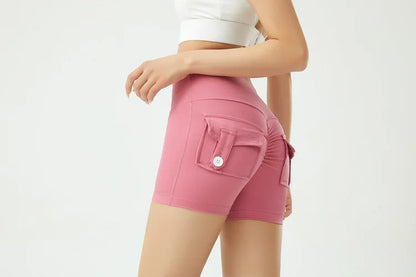 Peach Butt Fitness Shorts Women's Exercise Three-Quarter Pants Cargo Air Dry Pocket Yoga  Tight  Lift Summer - Smarsty