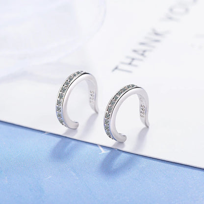 Sterling Silver Zircon No Piercing Clip Earrings Comfortable - Smarsty