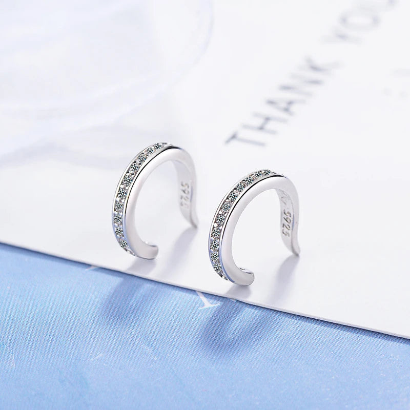 Sterling Silver Zircon No Piercing Clip Earrings Comfortable - Smarsty