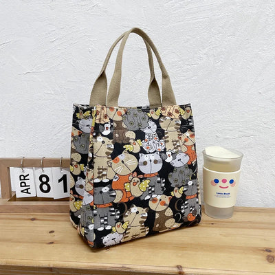 Chic Cat Pattern Top Handle Bag For Women Everyday Use - Smarsty