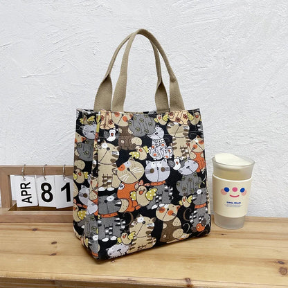 Chic Cat Pattern Top Handle Bag For Women Everyday Use - Smarsty