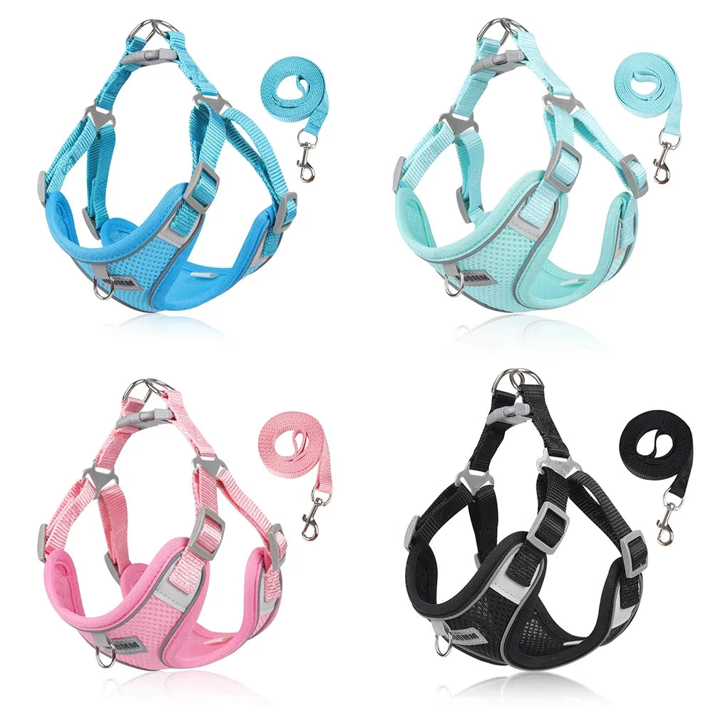 Reflective Dog Harness Leash Set for Outdoor Safety - Smarsty