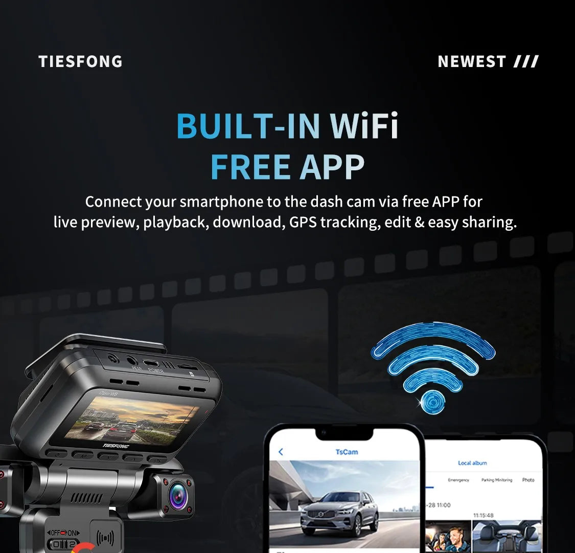 4 Channel GPS Dash Cam Front 4K Night Vision Parking - Smarsty
