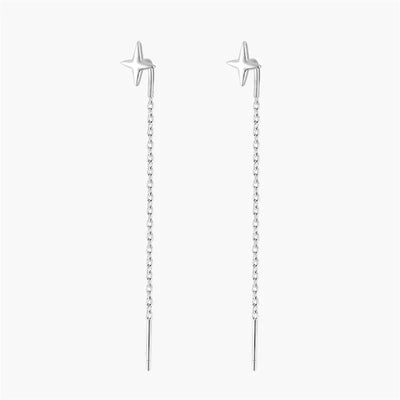 925 Sterling Silver Star Earrings with Tassel Design for Women - Smarsty