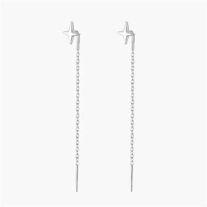 925 Sterling Silver Star Earrings with Tassel Design for Women - Smarsty