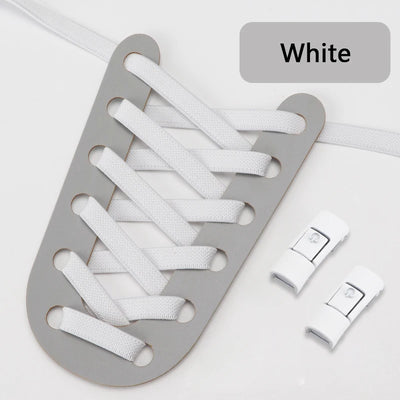 No Tie Shoe laces Press Lock Shoelaces without ties Elastic Laces Sneaker Kids Adult 8MM Widened Flat Shoelace for Shoes - Smarsty