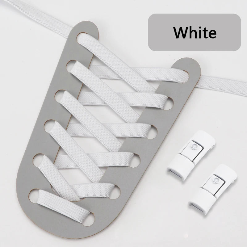 No Tie Shoe laces Press Lock Shoelaces without ties Elastic Laces Sneaker Kids Adult 8MM Widened Flat Shoelace for Shoes - Smarsty