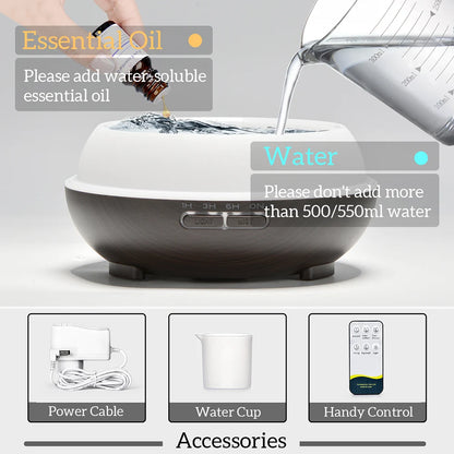 Wood Grain Aromatherapy Essential Oil Diffuser with Remote Control - Smarsty
