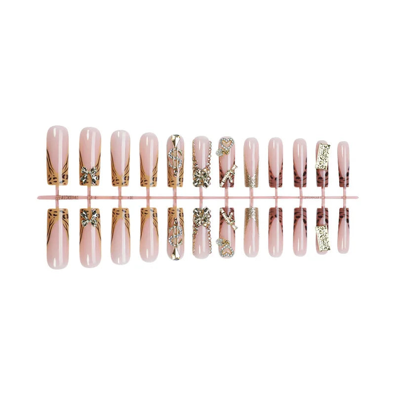 24 Piece Y2K Leopard Print French Press On Nails - Smarsty