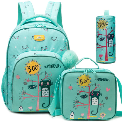 Colorful Floral Girls Backpack Set With Lunch Box 3 Piece - Smarsty