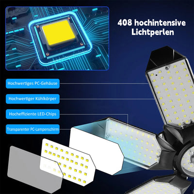 200W Powerful Garage Light LED Foldable LED Bulbs E27 Adjustable Multi Panel Ceiling Lamp For Workshop Warehouse Lighting