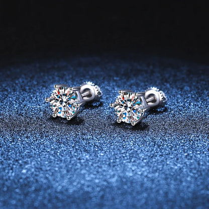 Moissanite Studs 0.5 To 2Ct Sterling Silver Screw Back - Smarsty
