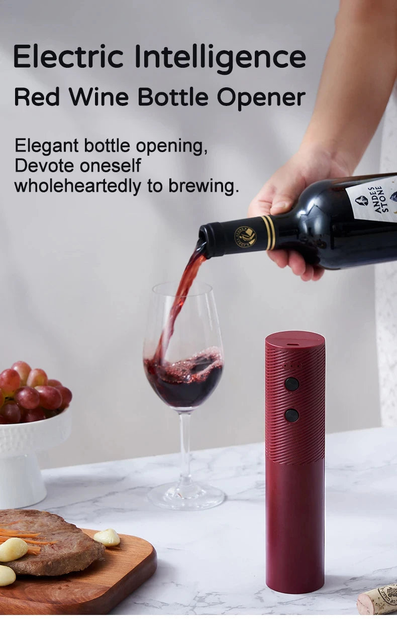 Electric Wine Bottle Opener Automatic Red Wine Corkscrew Rechargeable Wine Opener One-click Button Wine Tools Kitchen Products - Smarsty