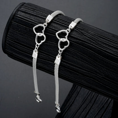 Couple Heart Bracelets Set Silver Matching Jewelry Gift - Smarsty