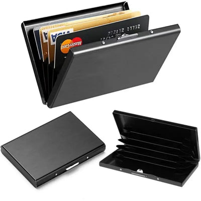 Anti-Scan RFID 6 Cards Large capacity Aluminum Metal Credit Card Holder Slim Blocking Wallet Case Business Card Protection Hold - Smarsty