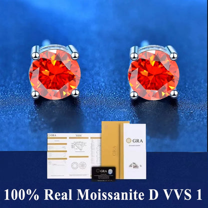 Certified Moissanite Stud Earrings 18K Plated Silver - Smarsty