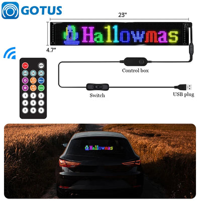 GOTUS LED Matrix Panel,Scrolling Bright Advertising LED Sign,LED Car Sign With Remote Control and Bluetooth Application Control
