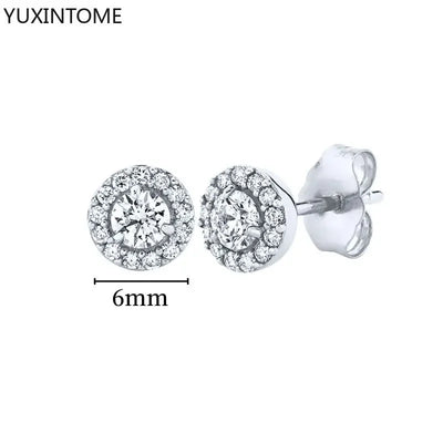 925 Sterling Silver Hoop Earrings White Crystal Luxury - Smarsty