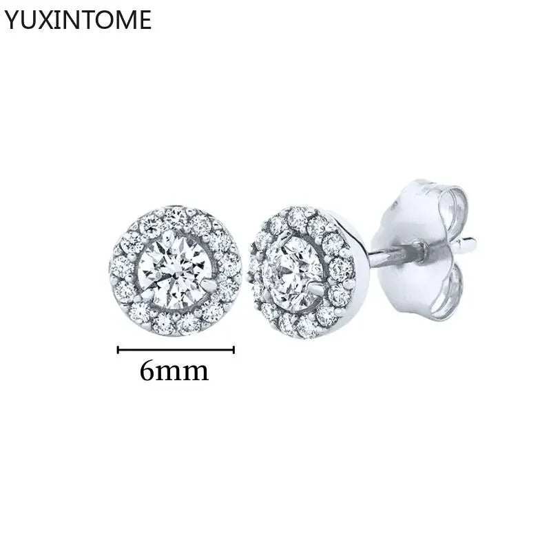 925 Sterling Silver Hoop Earrings White Crystal Luxury - Smarsty
