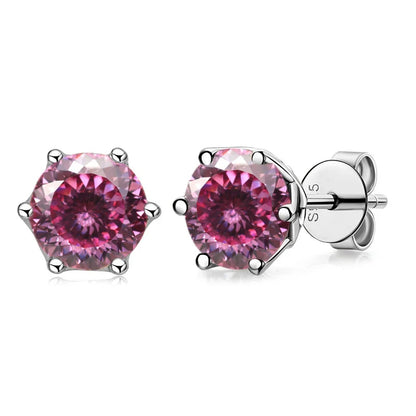 Moissanite Stud Earrings Sterling Silver VVS D Sparkle - Smarsty