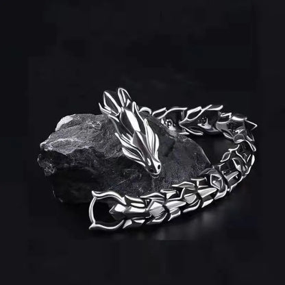 Mens Viking Dragon Bracelet Vintage Punk Chain Bangle - Smarsty
