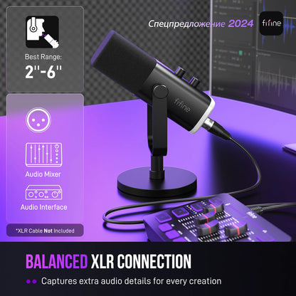 FIFINE USB XLR Dynamic Microphone for Gaming and Streaming - Smarsty