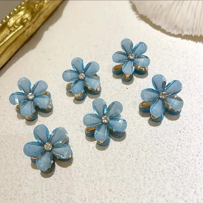 Flower Shaped Hair Grab Clips with Faux Pearl Accents - Smarsty