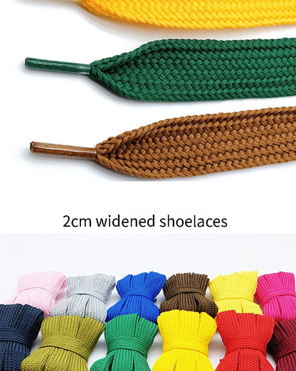 2cm Wider Flat Shoelaces New Casual Sneakers Laces for Shoes Fashion Rope Shoelace 100/120/140/160CM Shoes Accessories 1Pair