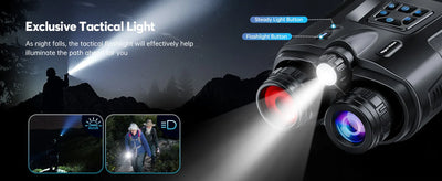 4K Night Vision Binoculars 3inch Screen 8X Digital Zoom With Tactical Light 5000mAh Rechargeable Infrared Vision Night Goggle - Smarsty