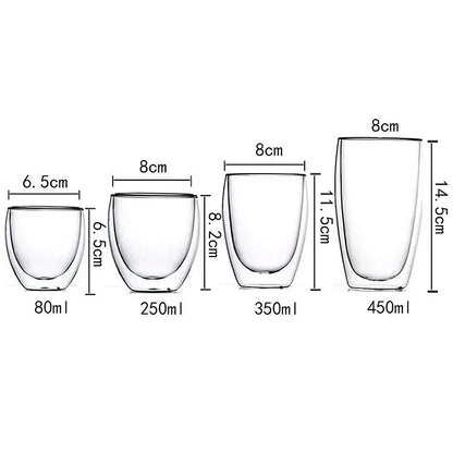Double Wall Borosilicate Glass Mug Set for Hot Drinks - Smarsty