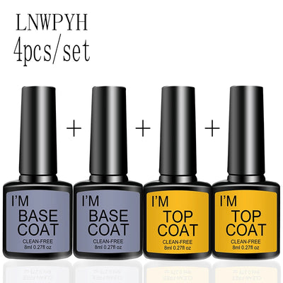 4 Pcs Gel Nail Polish Kit With Base And Top Coats - Smarsty