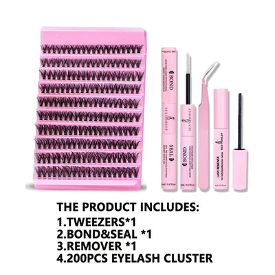 DIY Eyelash Extension Kit with 200pcs D Curl Clusters - Smarsty