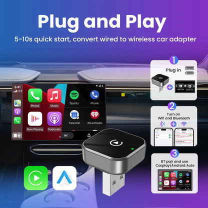 2in1 Wireless CarPlay And Android Auto Adapter Plug And Play - Smarsty