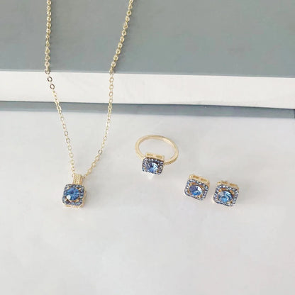 Luxury Cube Jewelry Set for Women with Necklace and Earrings - Smarsty