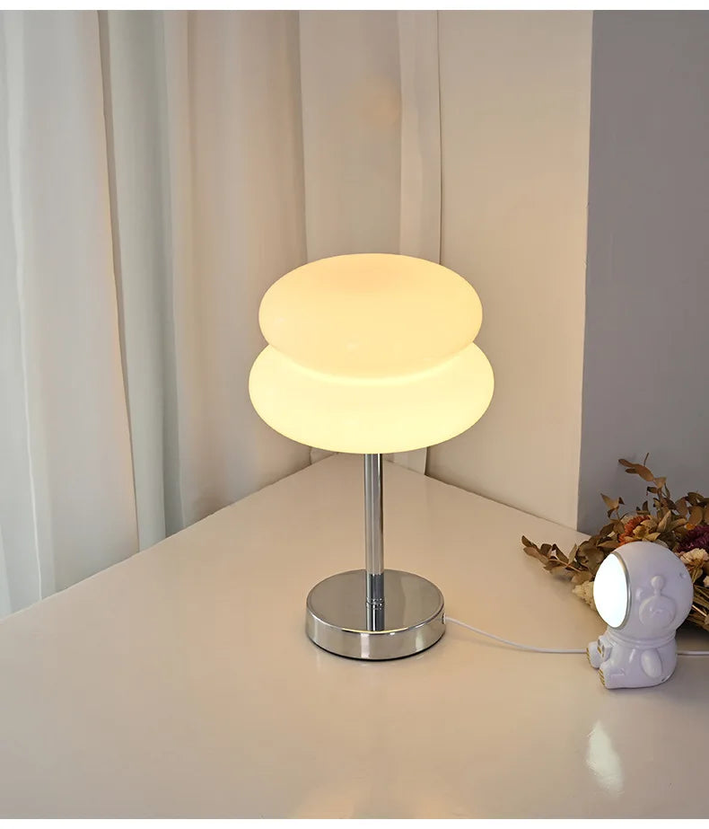 Trichromatic Dimming Macaron Glass Table Lamp for Cozy Bedrooms - Smarsty