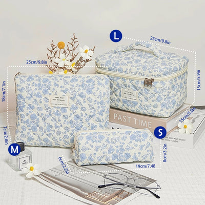 1pcs Cute Quilted Cotton Makeup Bag Women Zipper Cosmetic Organizer Cloth Handbag Box Shape Portable Toiletry Case for Girls - Smarsty