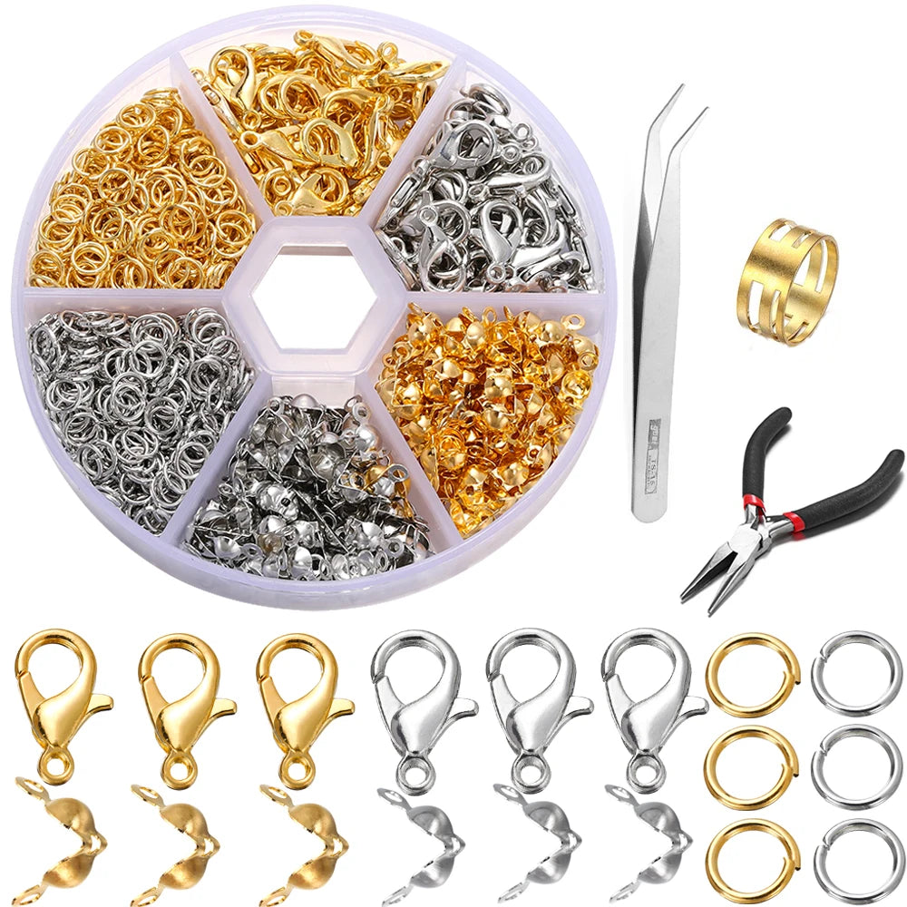 Bulk Jewelry Findings Kit 400Pcs Lobster Clasps Beads - Smarsty