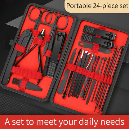 Convenient Black and Red Nail Clipper Set - Smarsty