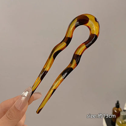 Elegant U-Shaped Hairpin with Mineral Pattern for Women - Smarsty