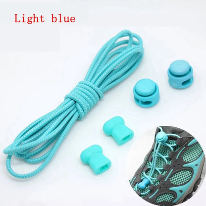 1 Pair 22 Colors Elastic Shoelaces Round Locking No Tie Shoe Laces Kids Adult Quick Lazy Laces Rubber Sneakers Shoelace T1 - Smarsty