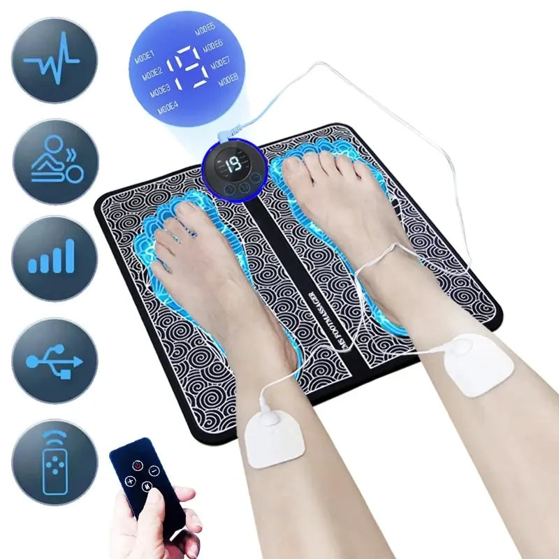 Electric Foot Massager Pad with Remote and 19 Strength Levels - Smarsty
