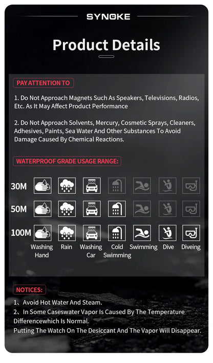 SYNOKE Outdoor Military Digital Watch for Men Waterproof Luminous Sports Timepiece - Smarsty