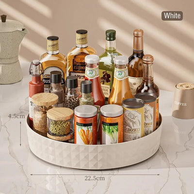 360 Rotating Seasoning Storage Rack Kitchen Storage Spice Rack Non-Slip Cabinet Organizer Tray Plate Cosmetic Organizer Bin by Smarsty