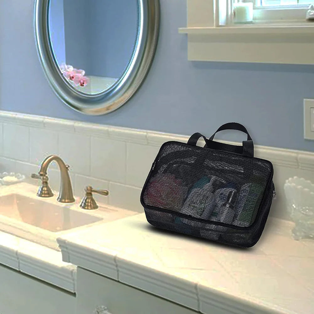 Mesh Shower Caddy Tote Bag Cosmetic Organizer Spacious - Smarsty