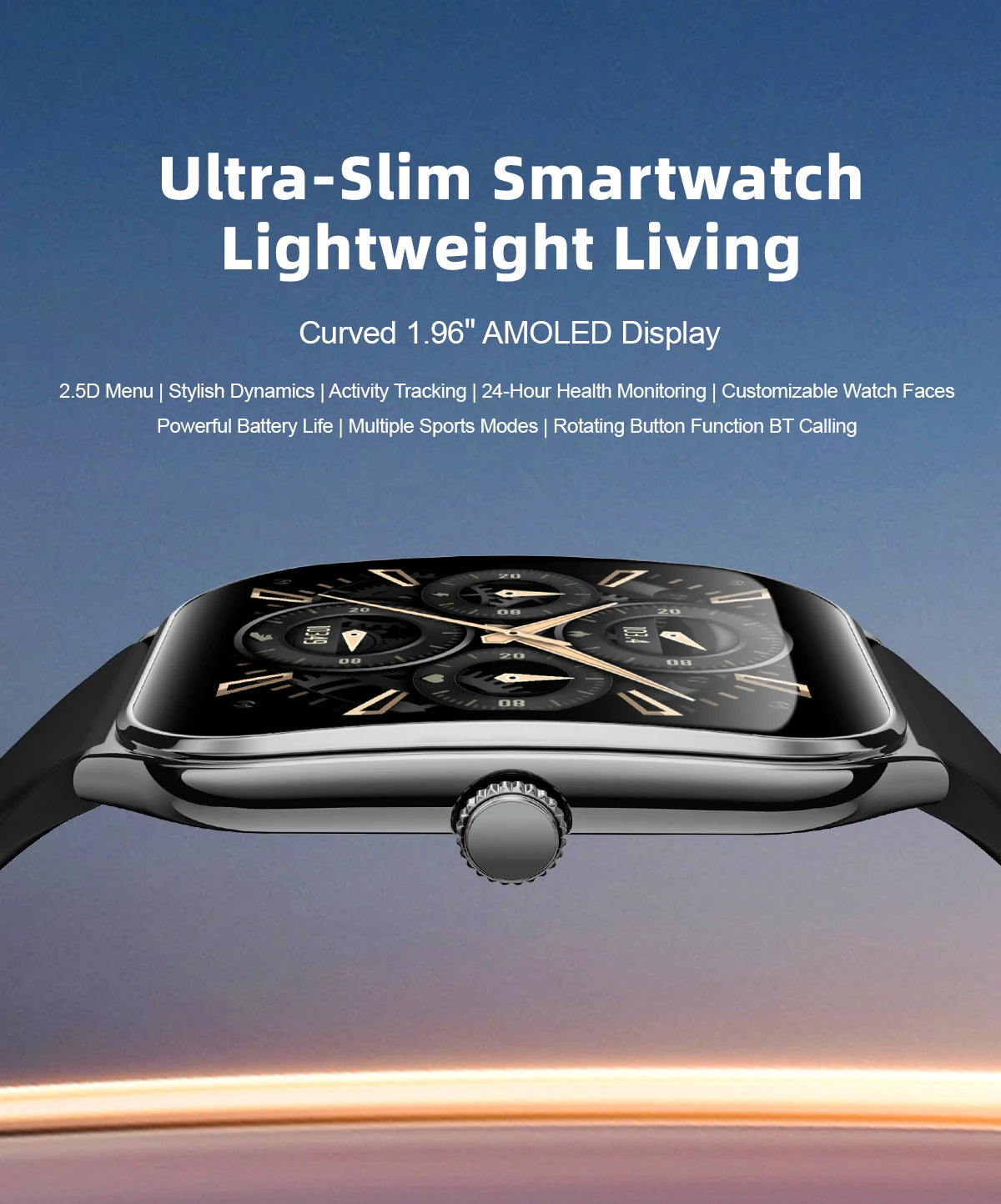 Ultra Thin Smart Watch with AMOLED Display and Call Reminder - Smarsty